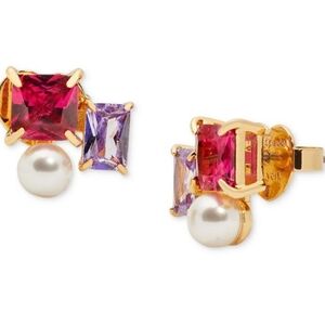 New Kate Spade New York Gold-Tone Cubic Zirconia & Faux Pearl Cluster St…